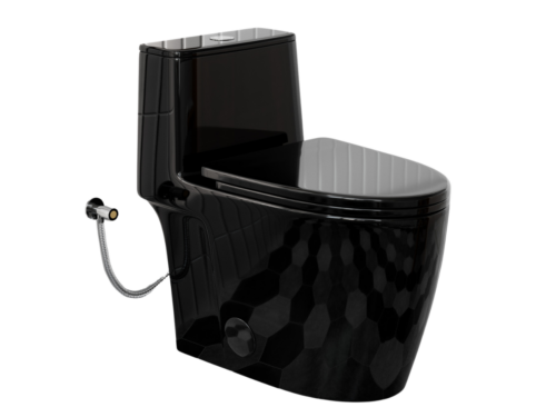 NEW! LOS FLEXI U6 Gloss Black Elongated One Piece Toilet with Swirl Flush