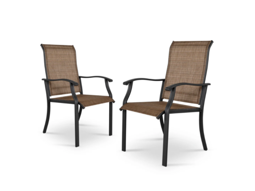 NEW! NUU GARDEN Brown Outdoor Dining Chair with Weather Resistant Aluminum (Set of 2)
