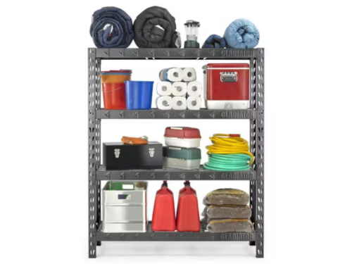 NEW! GLADIATOR 60" Wide Heavy Duty Rack with Four 18" Deep Shelves in Hammered Granite