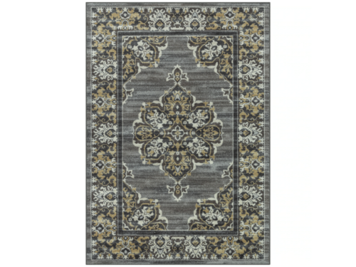 NEW! ALLEN ROTH  5 x 7 (ft) Tufted Polyester Gray Rectangular Indoor Damask Oriental Spot Clean Only Area rug