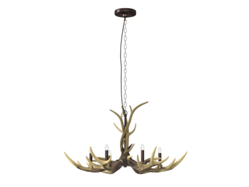NEW! ALLEN + ROTH Fallow Ridge 6-Light Antler Chandelier with Bronze Finish