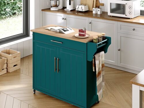 NEW! Jarenie Green Rolling Kitchen Island
