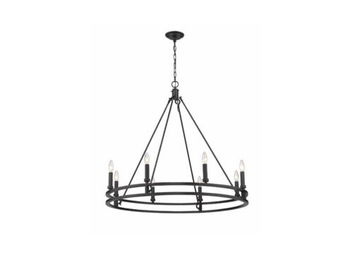 Z-LITE Dennison 8 Light Chandelier in Matte Black
