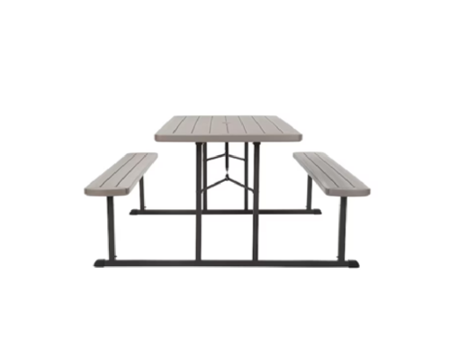 NEW! PROJECT SOURCE 6' Brown Resin Rectangular Folding Picnic Table