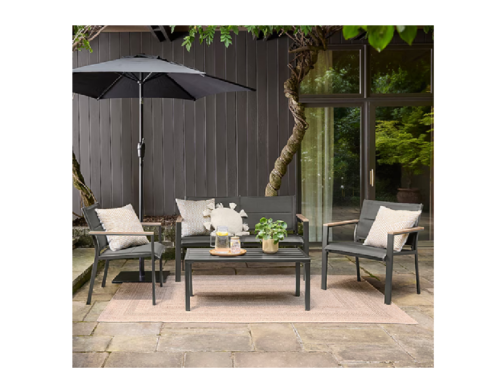 STYLE SELECTIONS  Wade 4-Piece Patio Conversation Set with Dark Grey Cushions