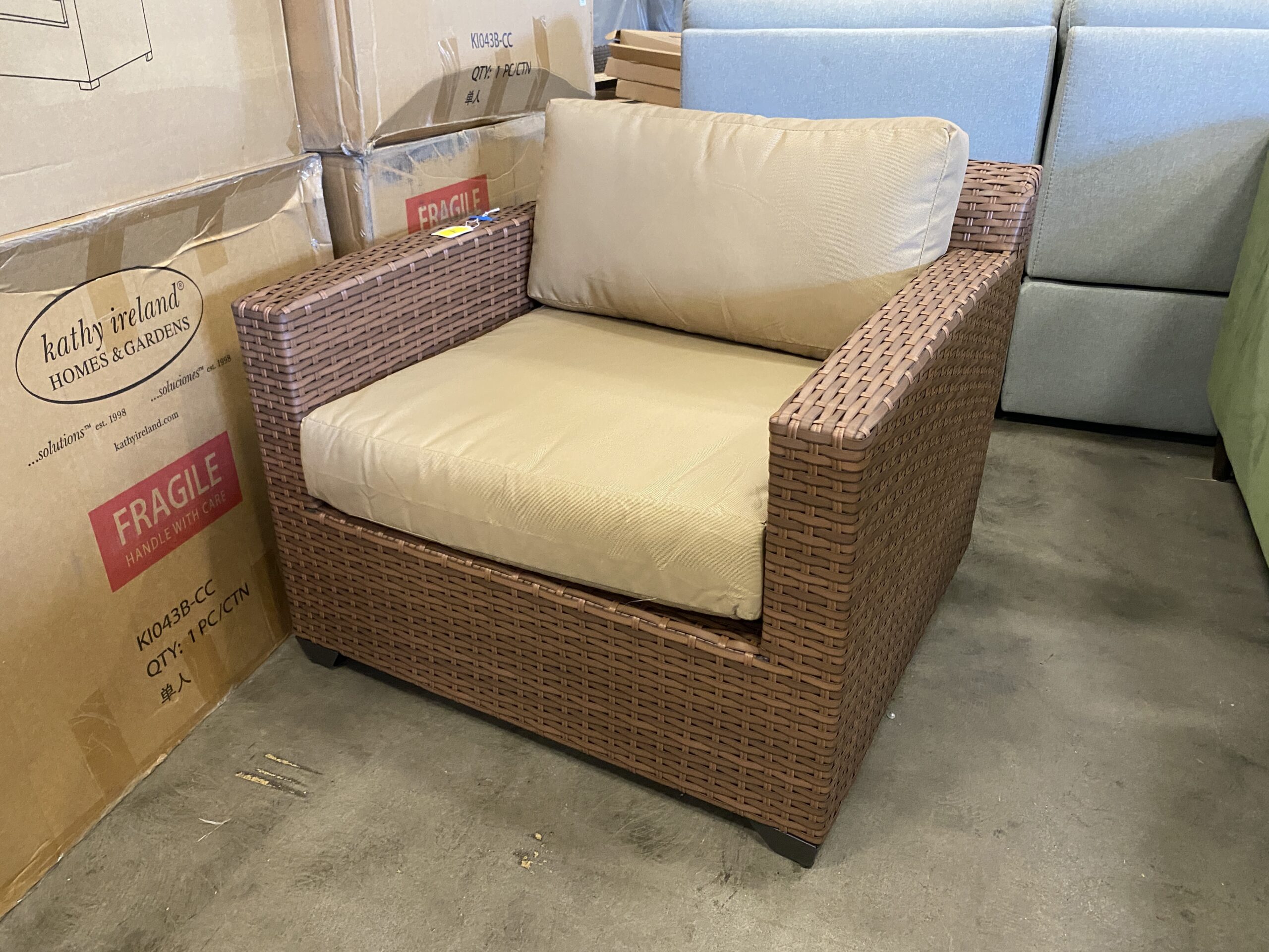 NEW! TK CLASSICS Laguna Patio Wicker Club Chair, Wheat (Auburn Store)