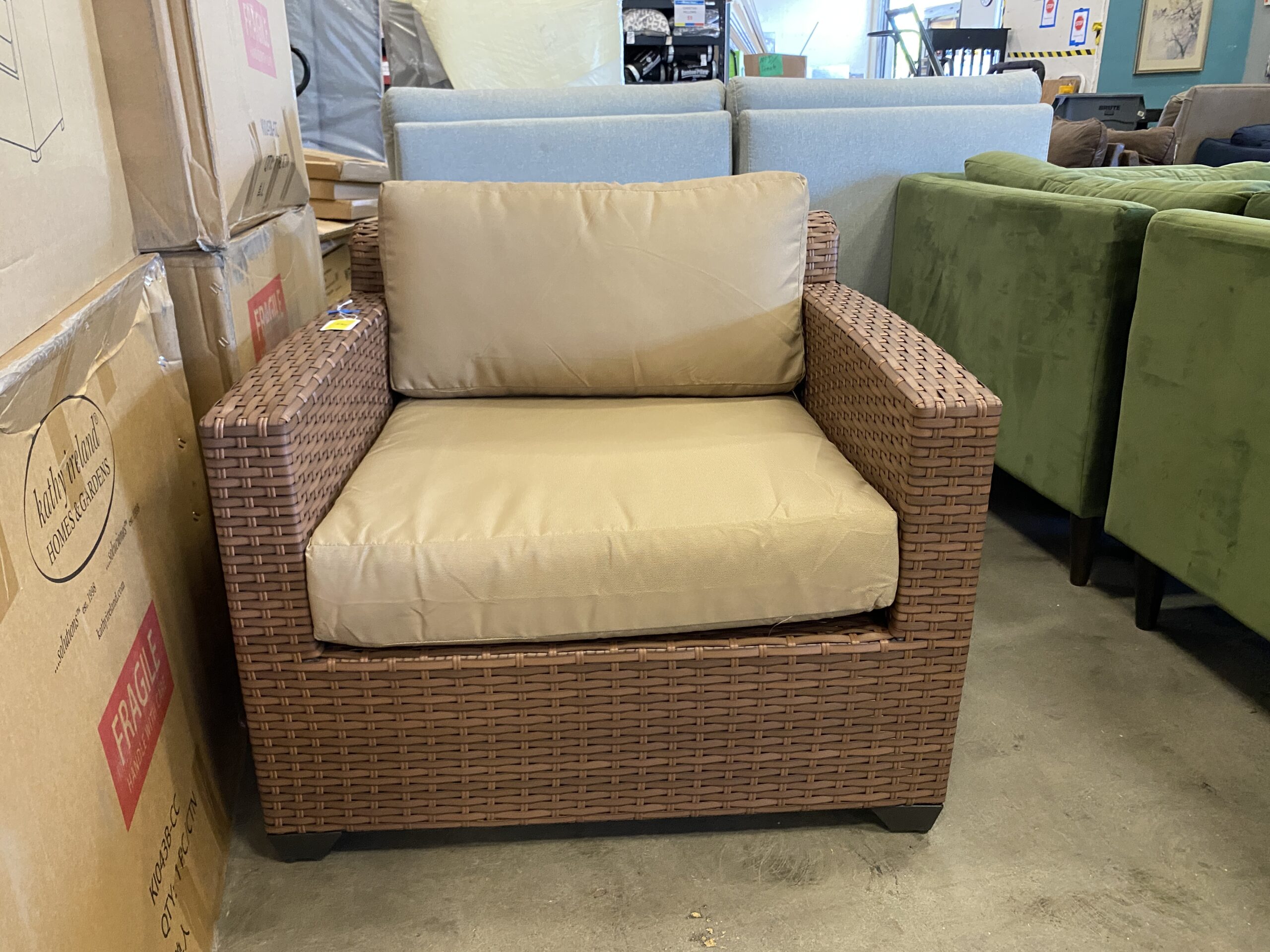 NEW! TK CLASSICS Laguna Patio Wicker Club Chair, Wheat (Auburn Store)