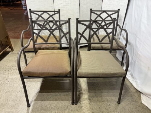 Lattice Back Outdoor Chairs with Cushions (Set of 4)