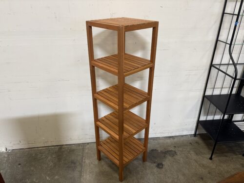 Petite Slatted Wood 5 Tier Shelf