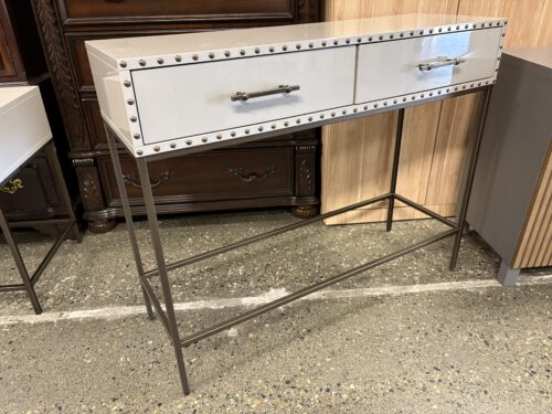 WEST ELM Light Grey Nailhead 2-Drawer Console Table