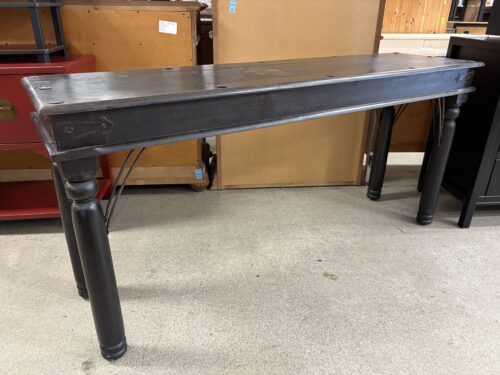 Rustic Industrial Black Turned Leg Console Table