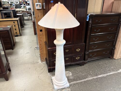 Vintage White Postmodern Column Floor Lamp w/ White Shade
