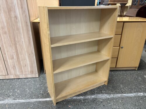 Natural Wood Finish Minimalist 3-Shelf Bookcase