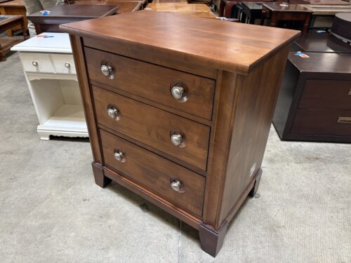 Walnut Finish 3 Drawer Nightstand with Silver Knob Pulls