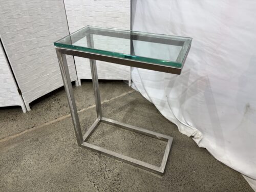 Silver Soho C Table with Thick Glass Top
