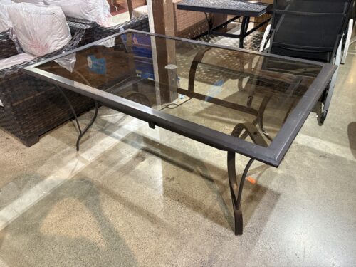 Outdoor Dining Table with Smoked Glass Top