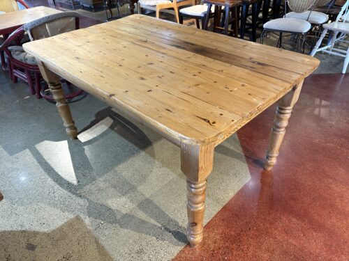 Rustic Solid Wood Dining Table with Turned Legs