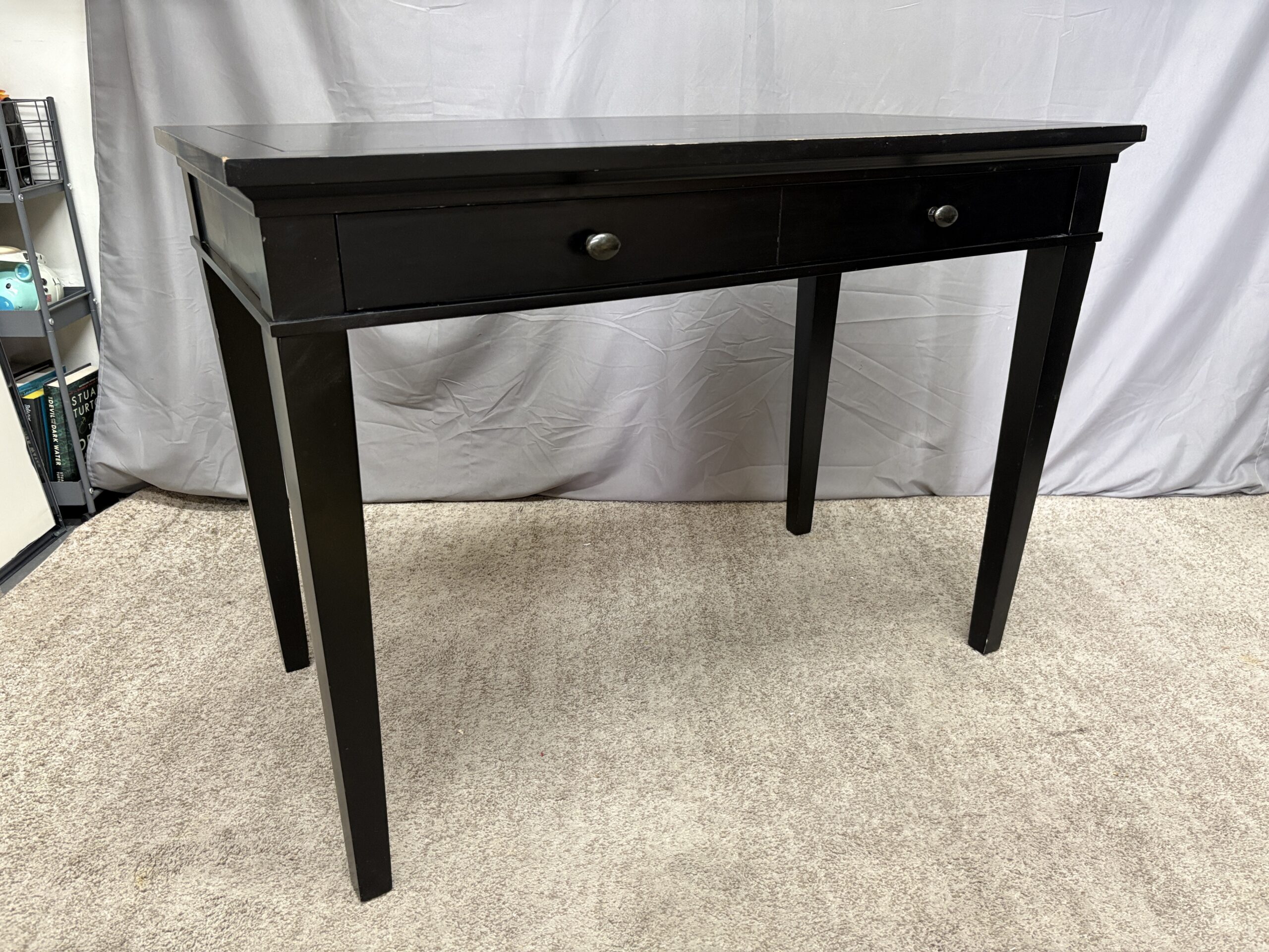 CRATE & BARREL Black Transitional Single Drawer Writing Desk