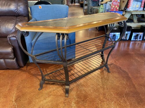 Half Moon Natural Tile Inlay Wrought Iron Console Table