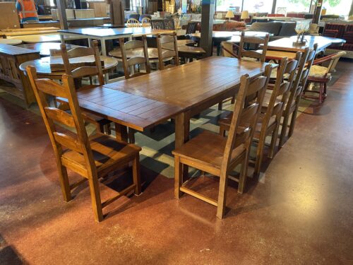 Rustic Solid Wood Extendable Dining Table Set (Set of 8 Chairs)