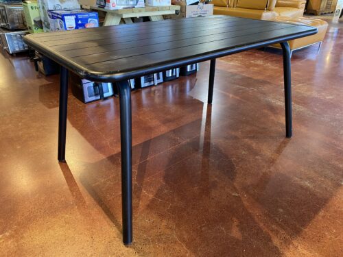 Black Rectangular Slatted Outdoor Patio Table