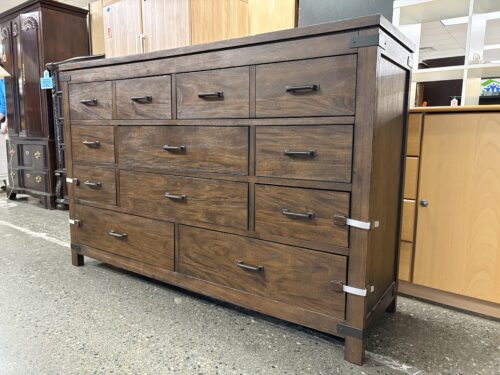 RIVERSIDE FURNITURE Rustic Dark Wooden 12-Drawer Dresser