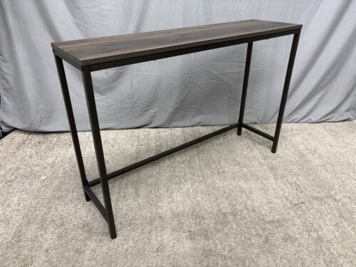 SAUDER Industrial Smoked Oak Finish Sofa Table