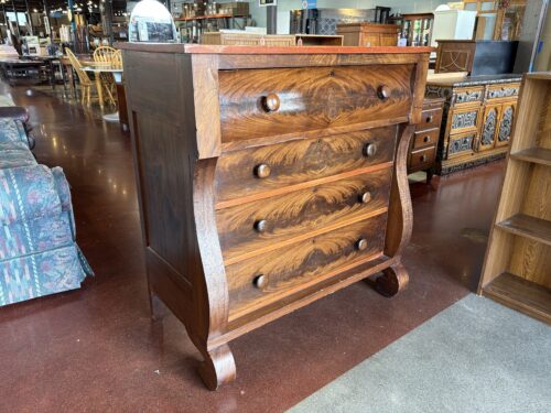 American Empire Style Curved 5-Drawer Tallboy Dresser