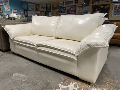 KRAUSE White Leather Double Cushioned Sofa
