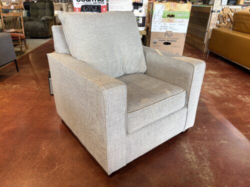 WEST ELM Henry Modern Gray Armchair with Brown Legs