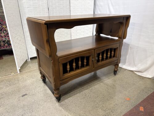 Colonial Revival Solid Wood Drop-Leaf Server Cart