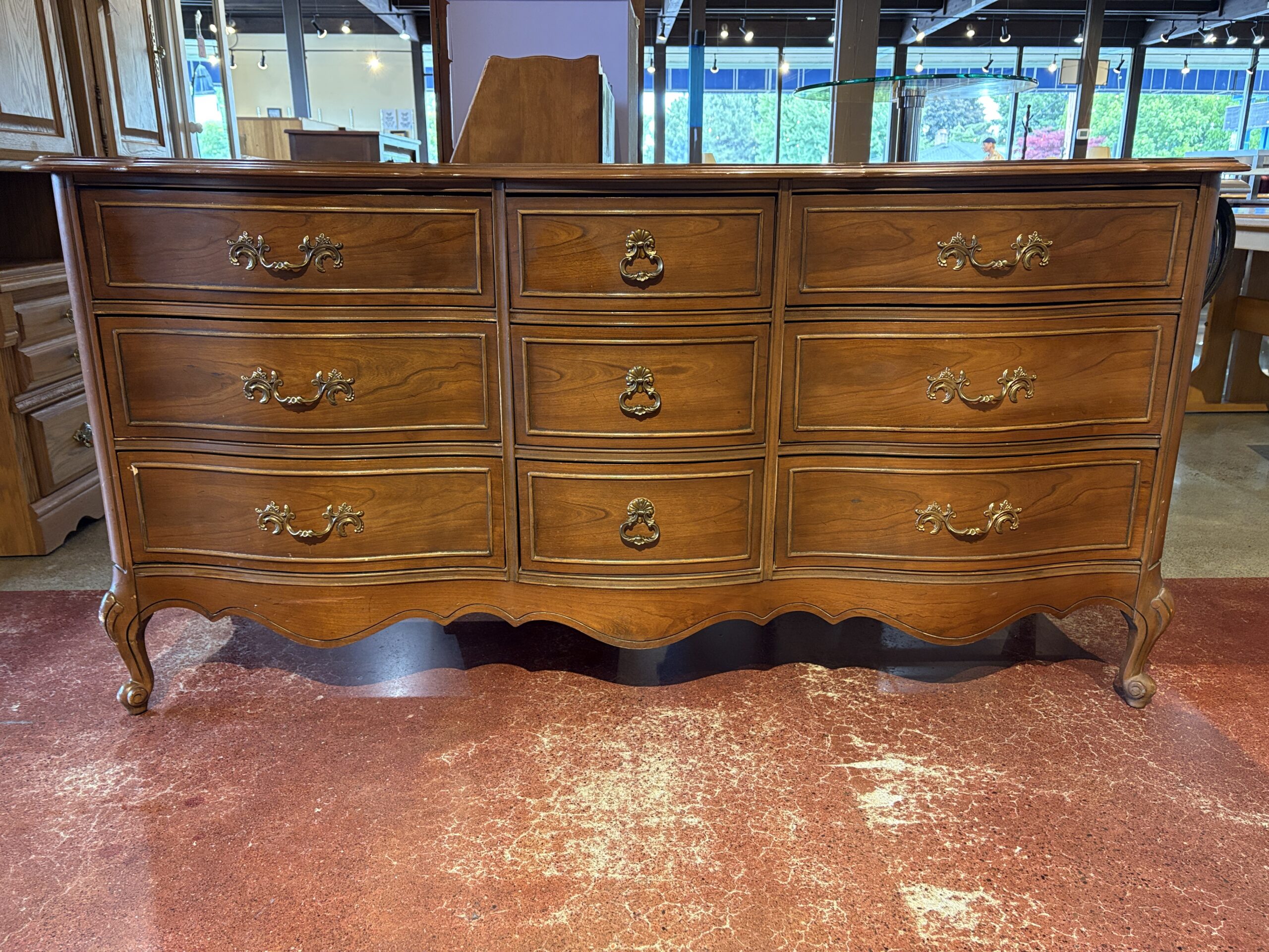 Vintage French Provincial Serpentine Solid Wood 9-Drawer Dresser | Habitat Stores Seattle-King County Washington Vintage French Provincial Serpentine Solid Wood 9-Drawer Dresser | Habitat Stores Seattle-King County Washington