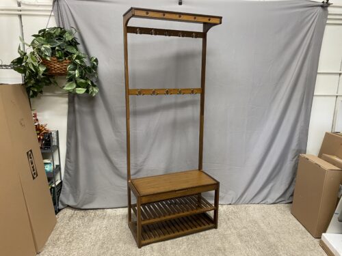 Wooden 20 Hook Hall Tree w/ Bench Storage