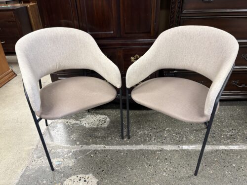 Modern Two Tone Grey Chair w/ Black Metal Frame (Set of 2)