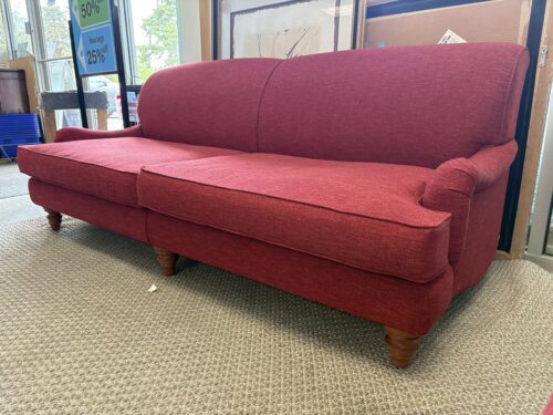 Red Fabric English Arm 2-Cushion Sofa
