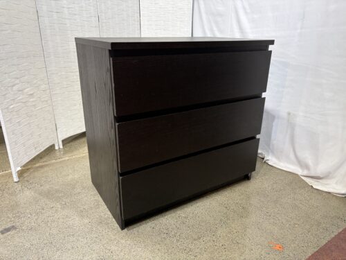 Modern Minimalist Deep Brown 3-Drawer Dresser