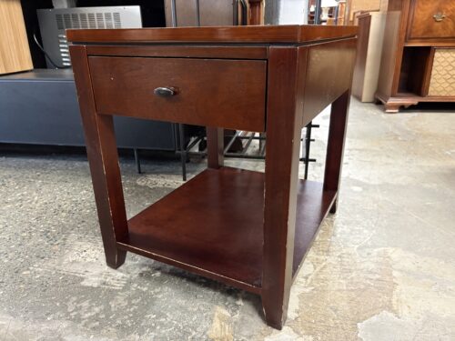 Cherry Finish 2-Tier Single Drawer End Table