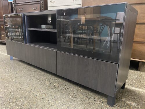 IKEA Besta Black & Glass Push Door 3-Drawer TV stand
