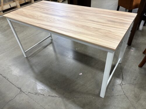 SAUDER Bergen Light Finish Scratch and Heat Resistant Top Computer Desk with White Metal Frame