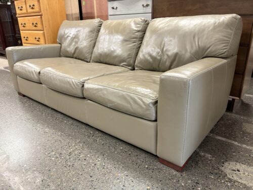 AMERICAN LEATHER Lisbon Gravel Leather 3-Seat Sofa