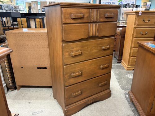 Vintage Colonial Revival 6-Drawer Tall Dresser w/ Carved Handles