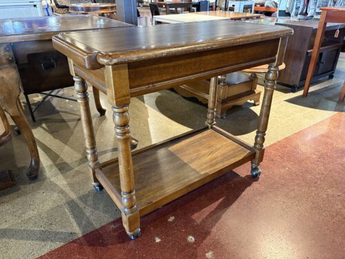 Vintage Solid Wood Draw-Leaf Kitchen Cart