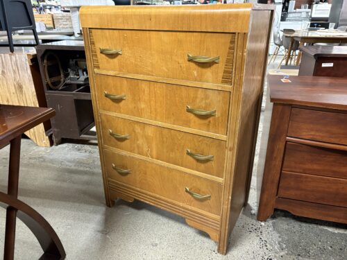 Vintage Blonde Art Deco Waterfall 4-Drawer Dresser