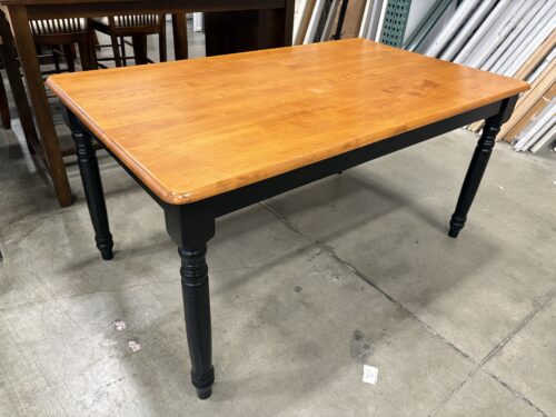 Wooden Farmhouse Style Dining Room Table with Black Legs