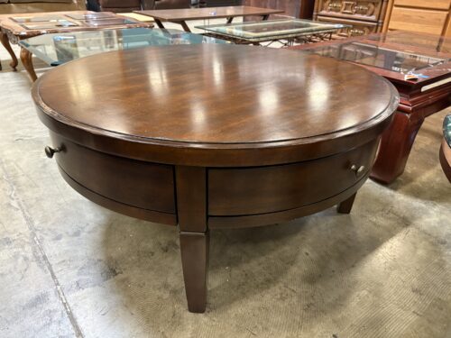Dark Finish Modern Circular 4 Drawer Coffee Table