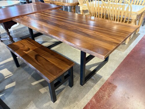 Live Edge Dining Table with One Matching Bench