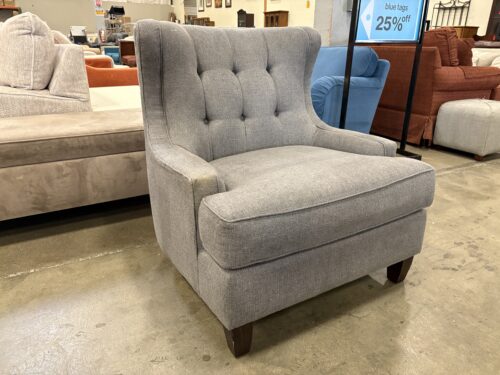 Light Grey Button Tufted Accent Chair