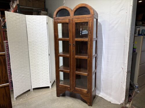 NOVA Rustic Double Arch Wood Curio Cabinet
