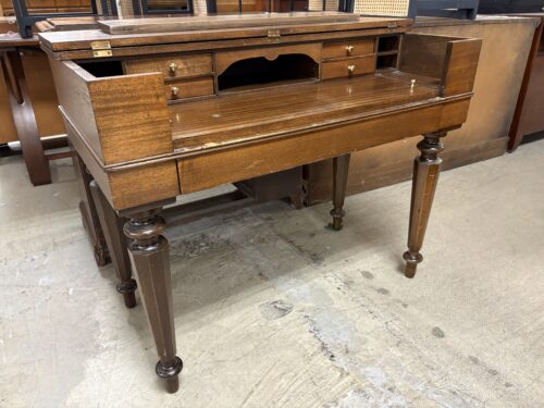 Vintage Mahogany Finish Spinet Flip Top Writing Desk