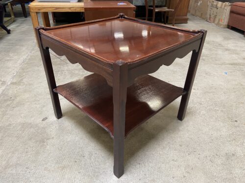 Vintage Mahogany Laquered Finish Square 2 Tier Accent Table